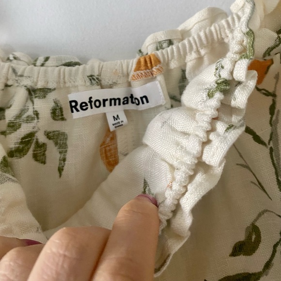 Reformation Ama Linen mini dress in Citron lemon print - Picture 2 of 6